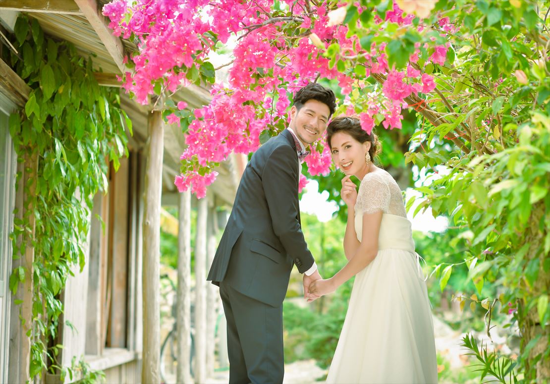 竹富島　琉球古民家・集落　フォトウェディング・挙式前撮影・結婚写真