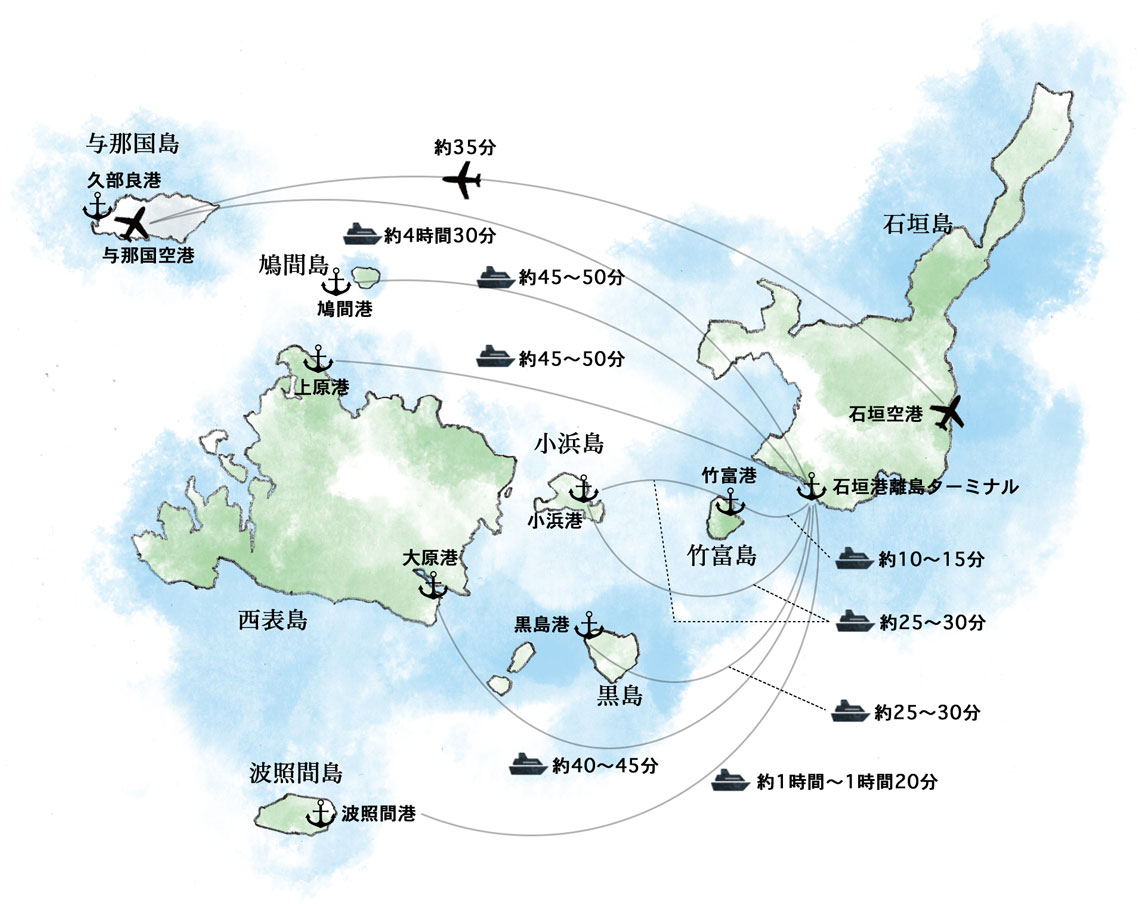 石垣島＆八重山諸島全体地図