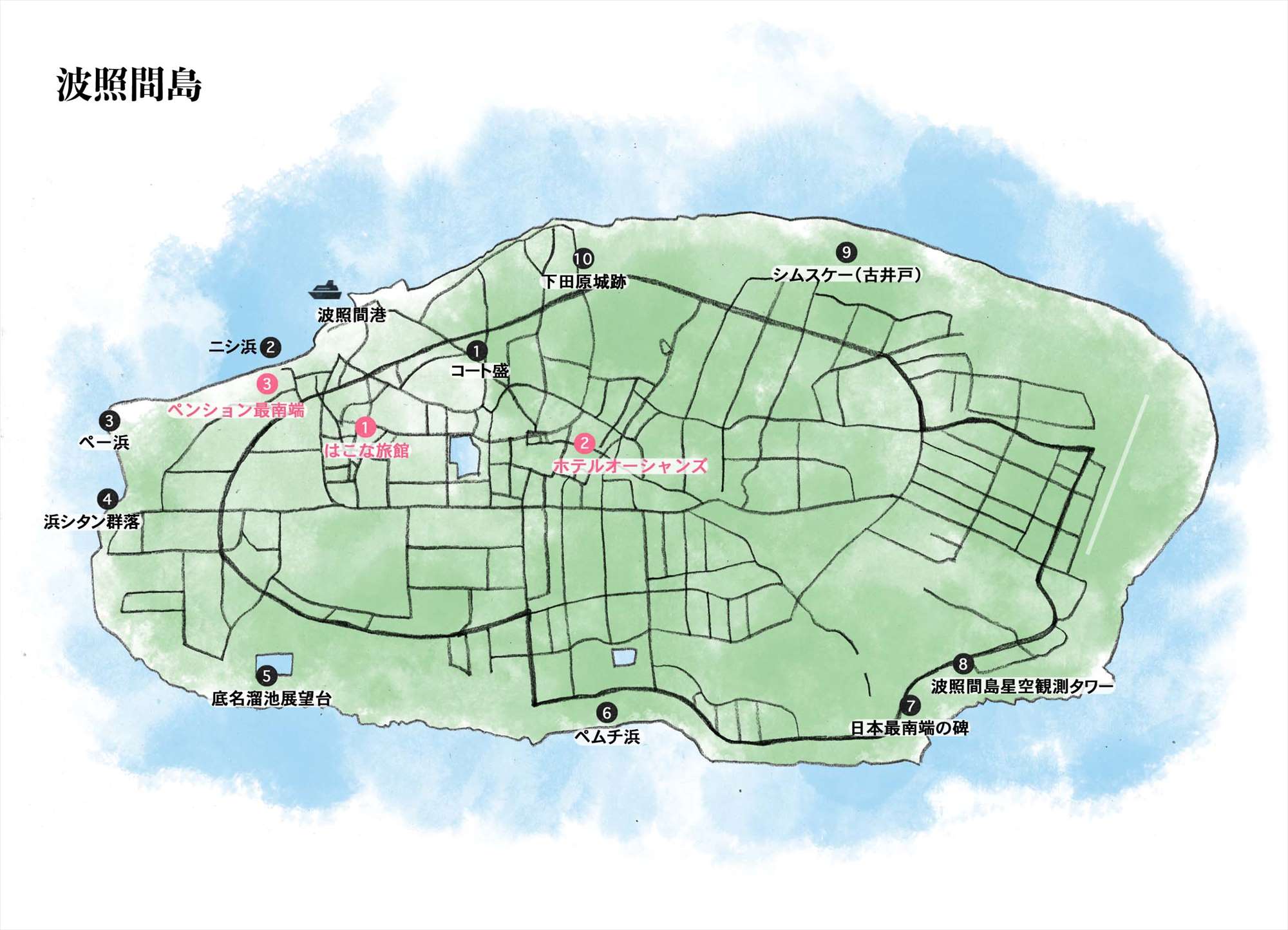 波照間島・沖縄　フォトウェディング・マップ地図