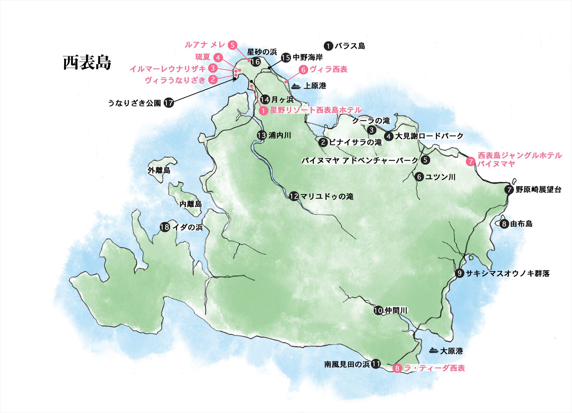 西表島フォトウェディング　マップ地図